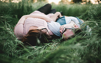 Grass, Love, Couple, Pair, Girl, Guy HD wallpaper