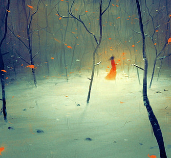 autumn fantasy, painting, fantasy, fall, forest, silhouette HD wallpaper