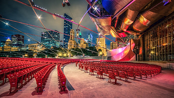 jay pritzker pavilion in chicago r, night, city, theater, r, seats, modern HD wallpaper