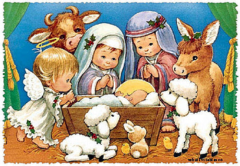 Manger, god, angel, religion, christianity, holiday, animals, christmas, lamb, jesus christ HD wallpaper