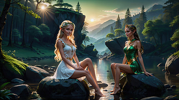 Elven Beauties, fantasy-girls, ai-girls, ai, artist, artwork, digital-art, deviantart HD wallpaper