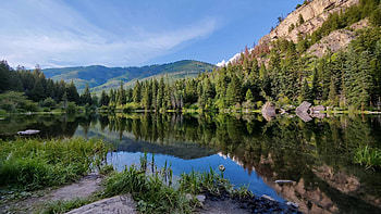Marble, Colorado, hills, trees, sky, water, forest, lake, reflections, usa HD wallpaper