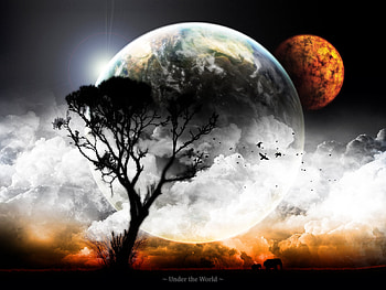Landscape, Sky, Planets, Clouds HD wallpaper