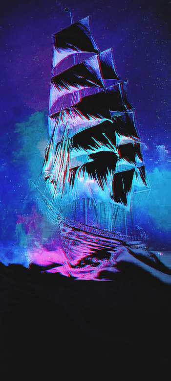 Ship in space, art, midnight HD phone wallpaper