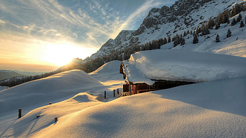 Winter mountains, Austrian beauty, Snowy landscape, Breathtaking scenery HD wallpaper