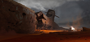 Sci-Fi Dystopia: Post-Apocalyptic Ruins Under Dark Skies, Sci Fi, post apocalyptic, dystopian HD wallpaper