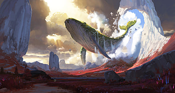 Whale journey, fantasy, whale HD wallpaper
