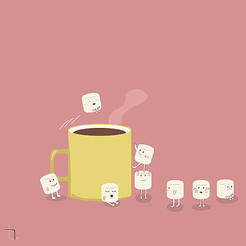 Funny, Vector, Marshmallow, Cocoa, Jumping HD phone wallpaper