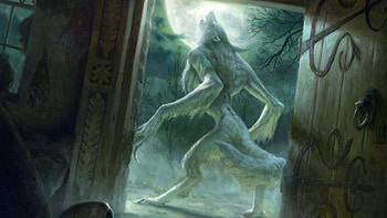 KNOCK KNOCK DINNER TIME, WEREWOLF, DOOR, MOON, KNOCK KNOCK HD wallpaper