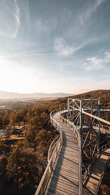 Landscape, Nature, Trees, Mountains, Bridge, Dahl, Distance HD phone wallpaper