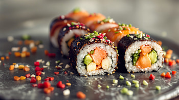 Vibrant Sushi Delight - Ultra, sushi, food, cuisine, seafood, Japanese HD wallpaper