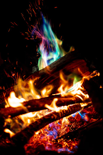 Fire, Bonfire, Dark, Flame, Sparks HD phone wallpaper