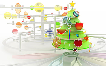 Christmas Tree, abstract, beautiful christmas, fruit, tree HD wallpaper
