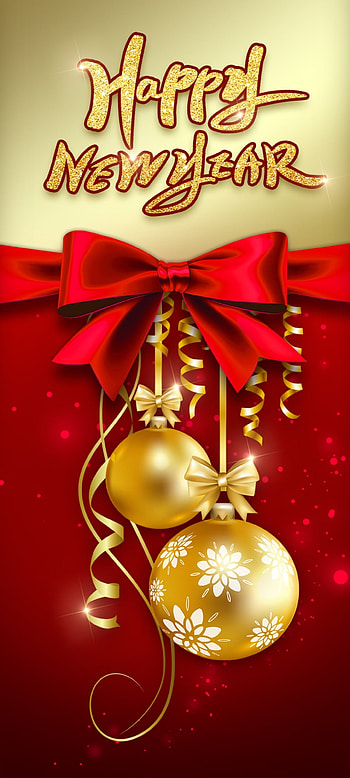 Luxury Happy newyear, gold, holiday ornament, premium, Ribbon, festival, 2022, Balls, Metal HD phone wallpaper