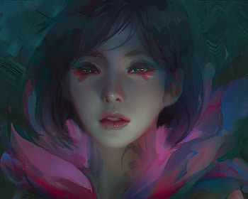 Fantasy girl, z ed, art, girl, elf, zed, dark, zedart, pink, fantasy, flower, face, trungbui42 HD wallpaper