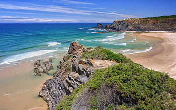 Coast of Portugal, coast, Portugal, Atlantic, ocean, beach HD wallpaper