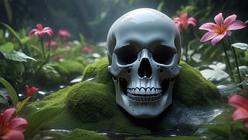 Skul Forest, skull, dead, forest, flower, grass HD wallpaper