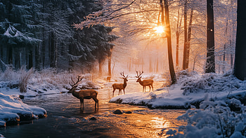 Majestic Red Deer in Winter Landscape -, nature, Animal, red deer, winter, landscape HD wallpaper