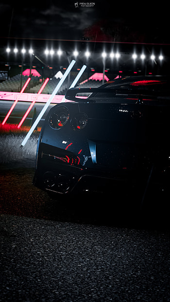 Sports, Night, Cars, Lights, Dark, Car, Machine, Sports Car, Back View, Rear View HD phone wallpaper