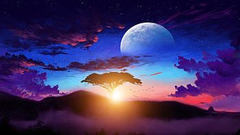 Planet orisis, landscape, stars, sky, planet, digital HD wallpaper