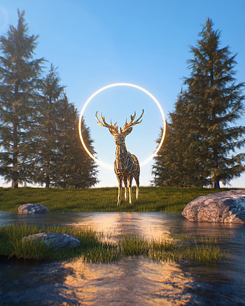 Nature, 3D, Ring, Figure, Deer HD phone wallpaper