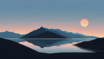 Tranquil Sunrise Over Minimalist Mountain Lake – Nature Landscape, simple, minimalist, sunrise, lake, mountain, nature, landscape HD wallpaper
