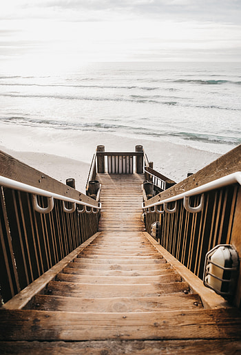 Sea, Beach, Miscellanea, Miscellaneous, Stairs, Ladder HD phone wallpaper