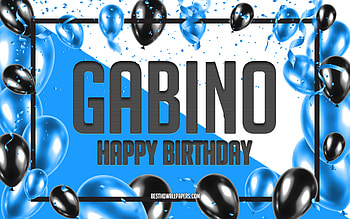 Happy Birtay Gabino, Birtay Balloons Background, Gabino, with names, Gabino Happy Birtay, Blue Balloons Birtay Background, Gabino Birtay HD wallpaper