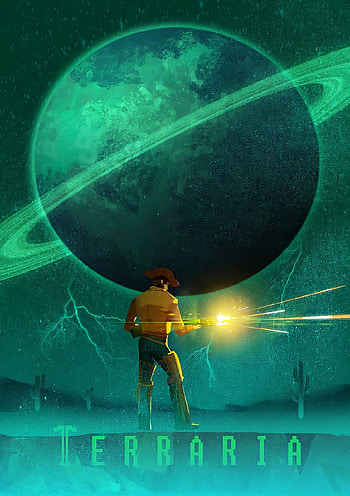 Terraria, moon, green HD phone wallpaper