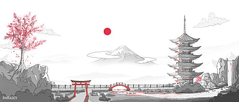 Serene Torii and Mount Fuji Minimalist Nature, torii, minimalist, nature, Mount Fuji HD wallpaper