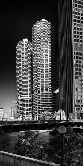 Black and White Chicago Skyline, Architectural graphy, Urban design, David Kirkland HD phone wallpaper