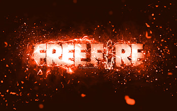 Garena Fire orange logo, , orange neon lights, creative, orange abstract background, Garena Fire logo, online games, Fire logo, Garena Fire HD wallpaper