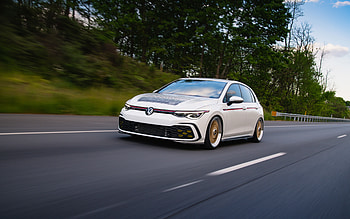 2021, Volkswagen GTI BBS Concept, , front view, new white Golf GTI, tuning Golf, German cars, Volkswagen HD wallpaper