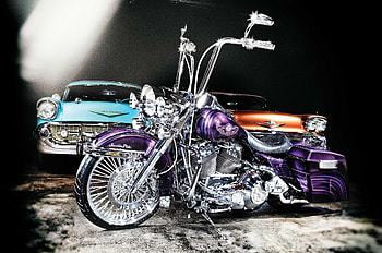 2001 Harley-Davidson Road King, Chrome, , Bike, Purple HD wallpaper