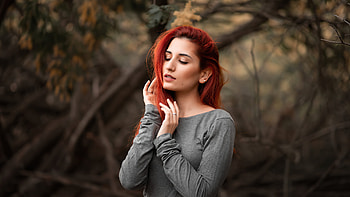 Redhead Girl Adjusting Hairs , redhead, girls, model HD wallpaper