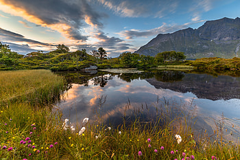 Landscape, Nature, Grass, Mountains, Lake, Shore, Bank HD wallpaper