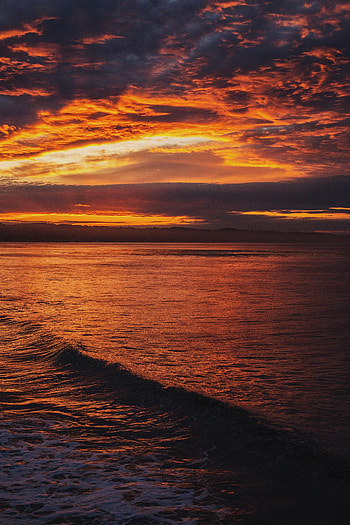Nature, Water, Sunset, Waves, Horizon HD phone wallpaper