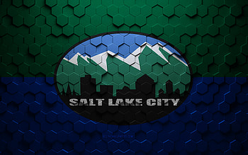 Flag of Salt Lake City, honeycomb art, Salt Lake City hexagons flag, Salt Lake City, 3d hexagons art, Salt Lake City flag HD wallpaper