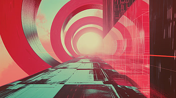 Retro-Futuristic Sci-Fi Vortex, Sci Fi, retro futurism, Abstract, Digital Art, futuristic HD wallpaper