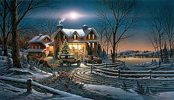 Winter in Art, winter, moon, lights, snow, sky, beautiful, nature, houses HD wallpaper