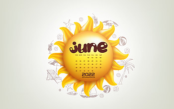 2022 June Calendar, , 3d sun, summer, June, 2022 summer calendars, June 2022 Calendar, summer background HD wallpaper