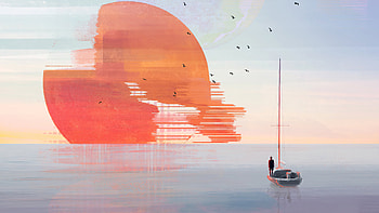 Abstract Sunset, sunset, boat, abstract, artist, artwork, digital-art HD wallpaper