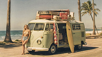 Vintage Summer Cruiser — Beach HD wallpaper