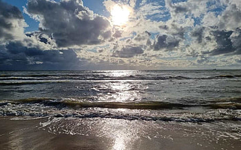 Baltic Sea in Latvia, clouds, Latvia, sea, sun HD wallpaper