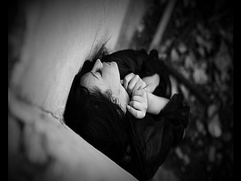 Alone, white, black, woman HD wallpaper