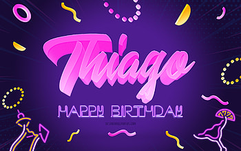 Happy Birtay Thiago, , Purple Party Background, Thiago, creative art, Happy Thiago birtay, Thiago name, Thiago Birtay, Birtay Party Background HD wallpaper