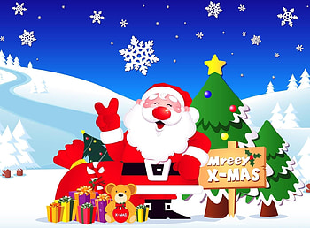 Holidays, Santa Claus, Fir-Trees, Snowflakes, Road, Presents, Gifts HD wallpaper