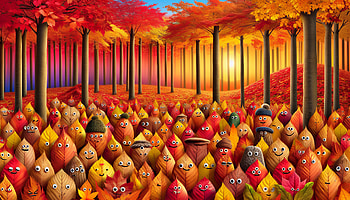 Autumn Leaves Fantasy - Fall, fall leaves, Autumn, forest, cartoon, colorful HD wallpaper