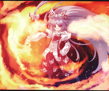 fire magician, anime, red, cute, angry, girl, female HD wallpaper