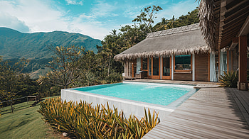 Serene Spa Retreat - Ultra, spa, villa, pool, mountain, tropical HD wallpaper